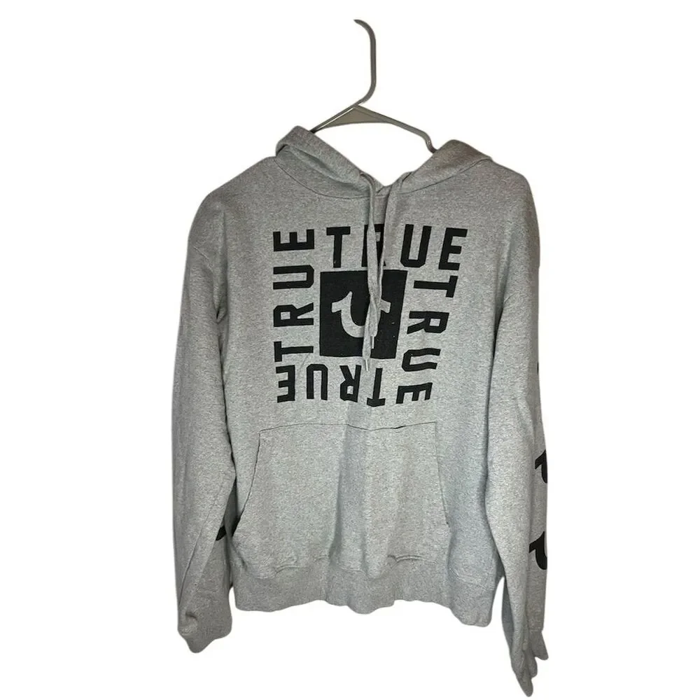 True Religion Men's Gray Graphic Print Pullover Hoodie Size L